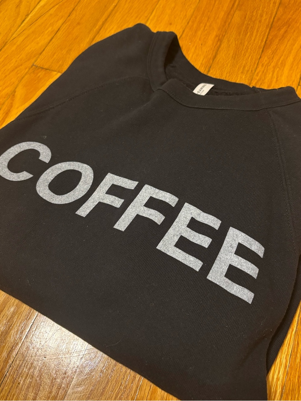 Black Crewneck Sweatshirt with 'COFFEE' Graphic - Women's